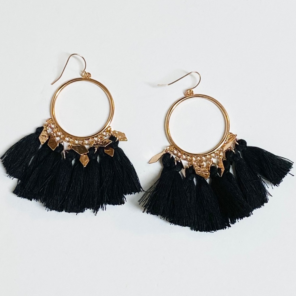 Set Of 3 Tassel Charm Boho Earrings - Picture 6 of 12